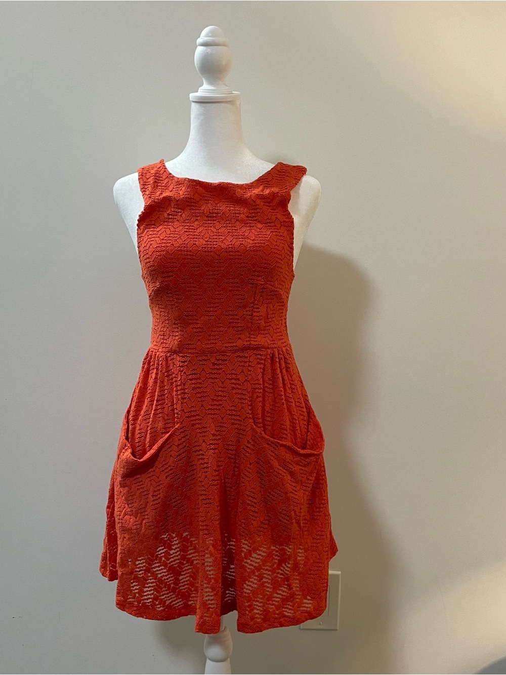Free People Textured Sleeveless Mini Dress in Orange